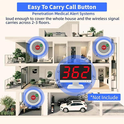 Upgrade Caregiver Call Button,Wireless Caregiver Pager Calling System,1000ft, 1 Alert Emergency Call Button for Medical Clinic Nurses Station Home Hospital