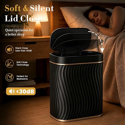Ogikey Bathroom Trash Can with Lid, 5 Gallon Automatic Touchless Garbage Can, Motion Sensor Smart Trash Bin, Slim Waterproof Waste Bin for Living Room, Bedroom, Office, Kitche