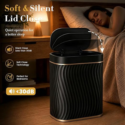 Ogikey Bathroom Trash Can with Lid, 5 Gallon Automatic Touchless Garbage Can, Motion Sensor Smart Trash Bin, Slim Waterproof Waste Bin for Living Room, Bedroom, Office, Kitche