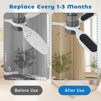 Ceiling Fan Filters for Blades, 5pcs Activated Coconut Shell Carbon Ceiling Fan Air Purifier Pads, Universal Easily Sticks Unscented Ceilings Fans Air Purifier Pads for Home Office Common Household