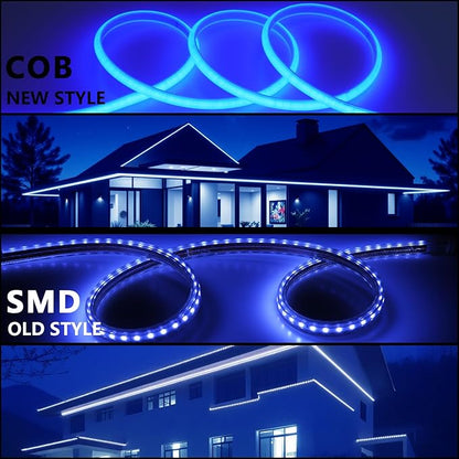 BENLUN AC 110V COB LED Strip Lights Outdoor Waterproof 65.6ft, Blue Super Bright 200W LED Rope Light, IP65 Flexible Cuttable, for Bedroom Garden Commercial House Gaming Room Decor