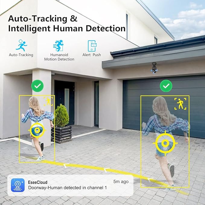 Jennov 2K Light Bulb Security Camera Wireless Outdoor, Indoor Light Socket Cameras for Home Security, Human Detection, 355°, Color Night Vision, 5G/2.4G WiFi, Screw in, Compatible with Alexa