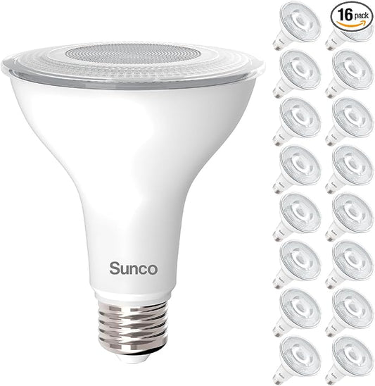 Sunco PAR30 LED Bulb, Exterior Flood Lighting, Long Neck Recessed Light Bulbs, 1200 LM, 11W (75W Equivalent), 2700K Soft White, Dimmable, E26 Base, High Brightness, Indoor/Outdoor UL Pack