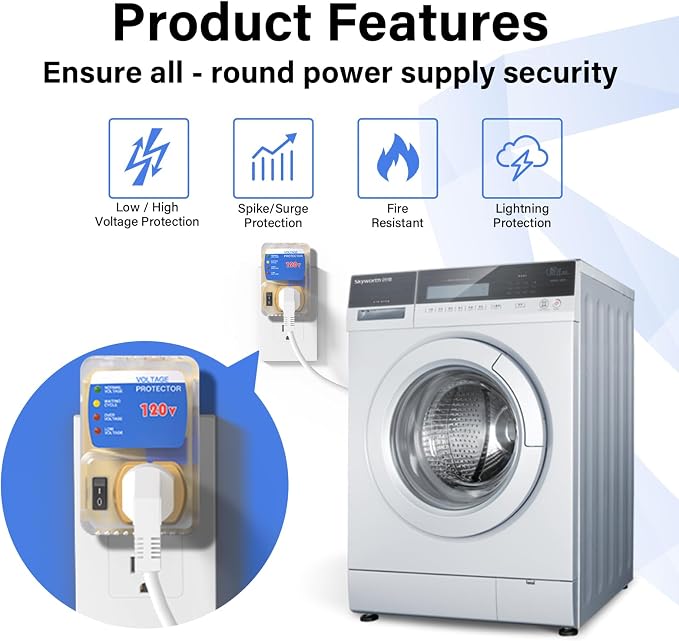 [ETL Listed] BSEED Surge Protector, Outlet Voltage Protector for Home Appliances, Power Surge Protector Suit for Refrigerator, Computer and Freezer, Adjustable Voltage Regulator, 120V, 1800W, 1 Pack