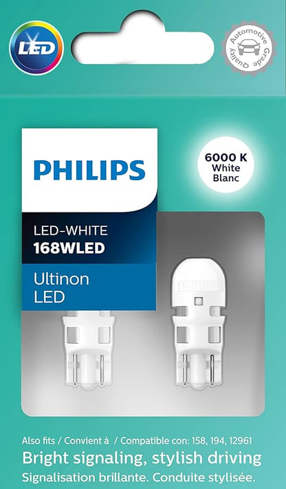 Philips Automotive Lighting 168WLED Ultinon LED (White), 2 Pack