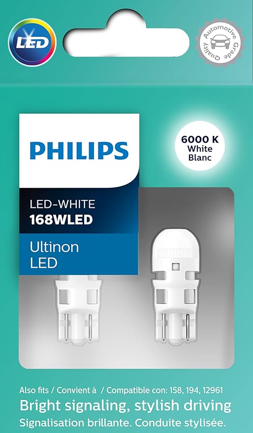 Philips Automotive Lighting 168WLED Ultinon LED (White), 2 Pack
