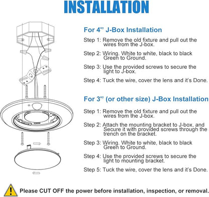 Closet Lights Motion Sensored Indoor Ceiling Mount LED- 10W 3000K Closet Stair Porch Ceiling Pantry Motion Activated Light, 6-7/8 Inch 90CRI 600lm Hardwire to Junction Box, No Battery, Damp Rated ETL