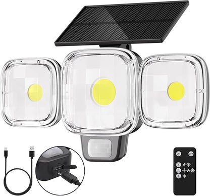 6000mAh Solar Motion Sensor Outdoor Lights with 3 Modes