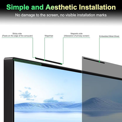 2 Pack Magnetic Computer 27 Inch Privacy Screen for 16:9 Aspect Ratio Widescreen Monitor, Anti Glare Blue Light Protector Shield Filter for Eyes, Removable Computer Monitor Privacy Screen 27 inch
