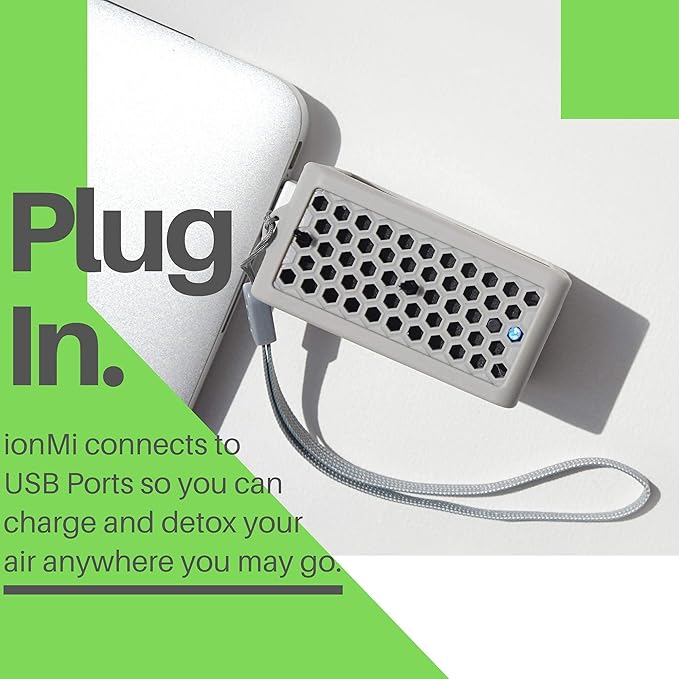 IonPacific ionMi, 2-1 Stationary & Wearable Negative Ionizer Travel Purifier with Highest Output - Up to 20 Million Negative Ions/Sec, USB Rechargeable, Eliminates: Pollutants, Allergens, Mold, Germs