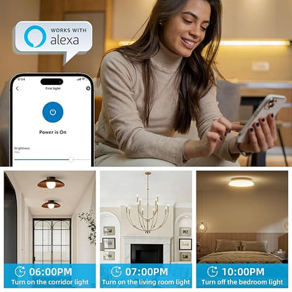 Wireless Dimmer Switch, 2 Remote Light and 1 Receiver kit, Compatible with Alexa Voice Control, Single Pole Smart Wall Switch Lighting Fixture for Ceiling Lights Lamps, Support 2.4G&5G