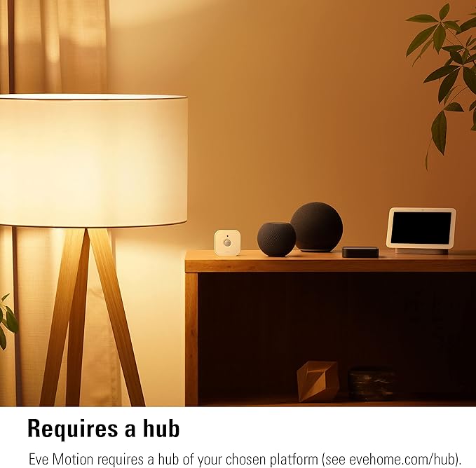 Eve Motion - Smart Motion Sensor with Light Sensor, IPX3 Water Resistance, Automatic Activation of Lights and Devices, Thread & Energy - Smart Plug, App and Voice Control, 100% Privacy