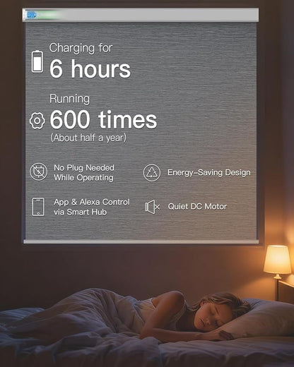 Tokblind Motorized Roller Shade with Remote Control, Blackout Electric Shade for Windows Compatible with Alexa Google via Hub, Rechargeable Smart Window Blind for Home Office (Texture Grey)