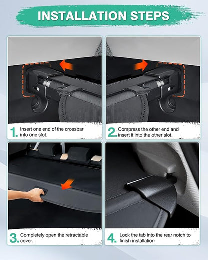 Powerty Retractable Cargo Cover for Lexus GX 460 GX460 2010-2023, Canvas Texture Trunk Cover Privacy Screen Rear Security Shade for GX460 Accessories (with Extented Cover)