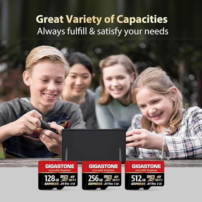 【Designed for Switch 2】 GIGASTONE 512GB microSD Express, R/W 880/650MB/s Compatible with Nintendo-Switch 2, SD 7.1, Professional Camera, A1 V30, with SD Adapter and USB C Card Reader