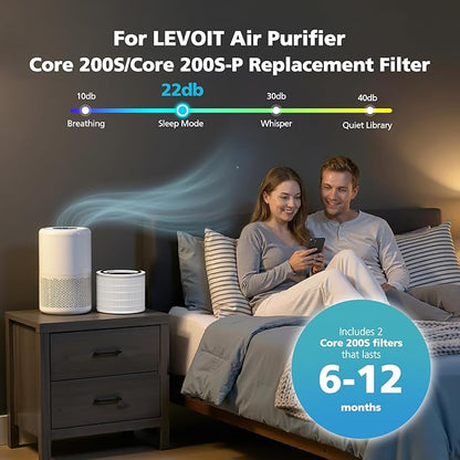 Core 200S-P Replacement Filter Compatible with LEVOIT Core 200S Smart WiFi Air PuriFier, Core 200S-RF Air Filter, White, 3 Pack
