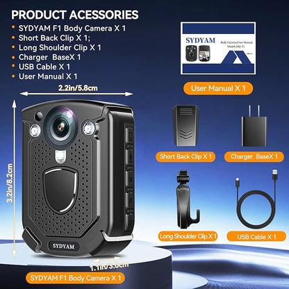 4K 512GB Body Camera, 10-12Hrs Battery IP68 Waterproof Body Cameras with Audio and Video Recording, H.265 Video Code Body Cam for Police Security Train Conductor Delivery Waiter