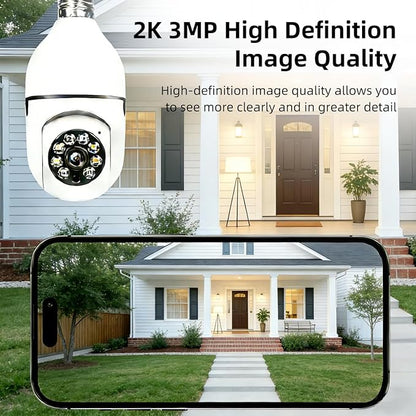 Hawkray Light Bulb Security Camera -5G& 2.4GHz WiFi 2K 3MP Security Cameras Wireless Outdoor Motion Detection and 911 Alarm Monitoring,Open AI Enabled,US Local Cloud, Color Night Vision,