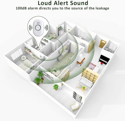 Water Leak Detector Sensor Alarm: Home Water Flooding Monitor Smart Sink Overflow Monitoring Adjustable Wet Moisture Alert Pipe Leakage Drip Detection Warning for Basement Floor 4Pack