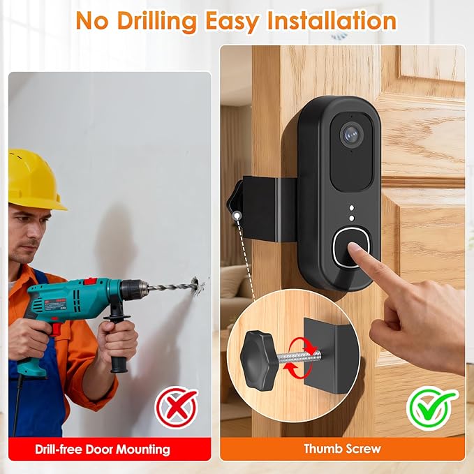 Anti-Theft Doorbell Mount for Arlo Video Doorbell 2K (2nd Gen), Arlo Camera Mount Easy No-Drill Mounting Bracket, Weatherproof Protection for Arlo Doorbell Camera, Ideal for Homes Apartments Rentals