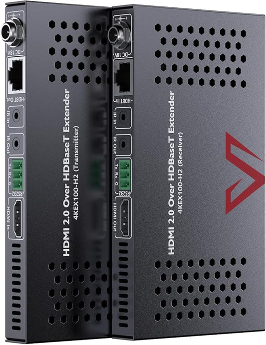 AV Access HDBaseT HDMI Extender 4K@60Hz 4:4:4 HDR (Dolby Vision), 100m/330ft Long Distance, PoC, IR, RS232 for TV to Another Room, Conference Room(4KEX100-H2)