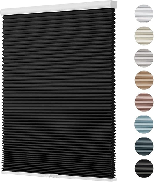 Changshade Black Blinds for Windows Cellular Shades Cordless, Window Shades Blackout Honeycomb Blinds Pleated Room Darkening for Home, Living Room, Bedroom, Bathroom, Easy to Install