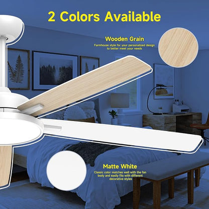 Roomratv 62 Inch Smart Ceiling Fan Compatible with App/Alexa/Google home | White,Beep-Off Function,Ultra Quiet,Bright and Dimmable Led Light,Energy saving,Reversible,Indoor/Outdoor Use