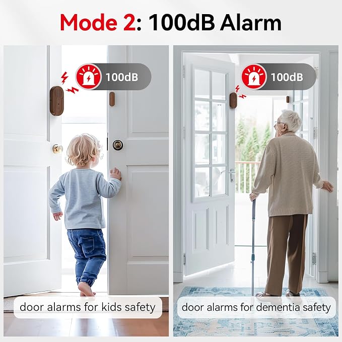 Sanjie Door Window Alarm Sensors, 8 Pack, 125dB, Volume Control | Easy-install door and window alarms with loud adjustable alerts, long battery life, and versatile use for home safety