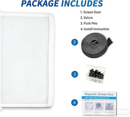 FEGO White Garage Door Screen for 2 Car 18x7FT, Magnetic Screen Doors with Retractable Fiberglass Mesh and Heavy Duty Weighted Bottom, Easy Assembly & Pass, Hands Free Screen Door for Entry Door