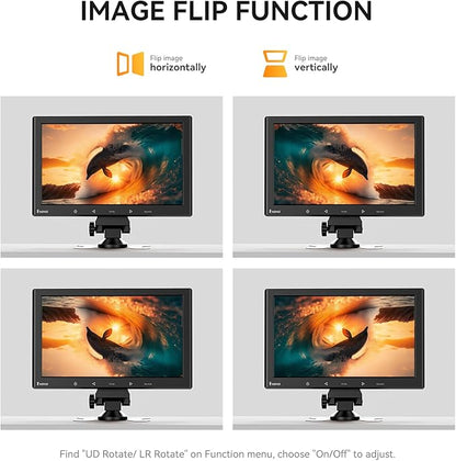 Eyoyo 10 Inch Mini Monitor - 1024x600 Small Computer Screen with HDMI Mini-VGA AV USB Input for Security, LCD PC, Home, Office, POS Systems, Car