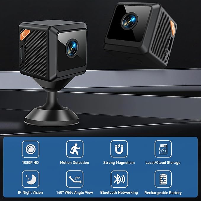 Hidden Camera for Home Security - 1080P HD Mini Indoor Camera for Surveillance - Spy Cam with WiFi Wireless, App Control, Motion Detection, Night Vision, Instant Alerts, Cloud & SD Card Storage