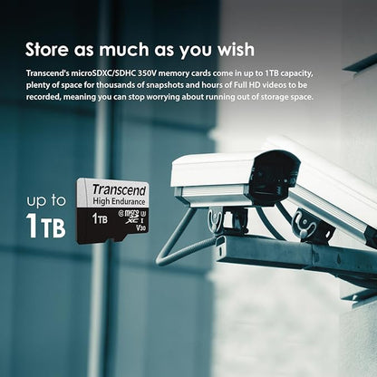 Transcend USD350V Micro SD Card 128GB, U3 V30 Memory Card for Nintendo-Switch/Dash cam/Security Cam/Surveillance/GoPro/Insta360/DJI/Drone/Action Cam, Up to 100MB/s, Full HD Video Recording w/Adapter