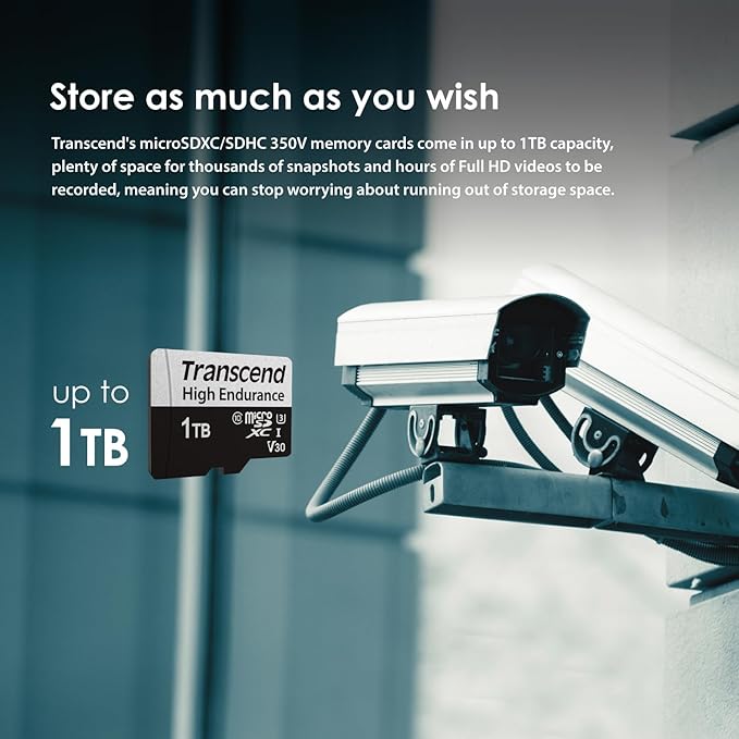 Transcend 32GB 350V(uSD Card), Micro SD, Memory Card, U1, Full HD, Up to 100MB/s, for Camera and Drones - TS32GUSD350V