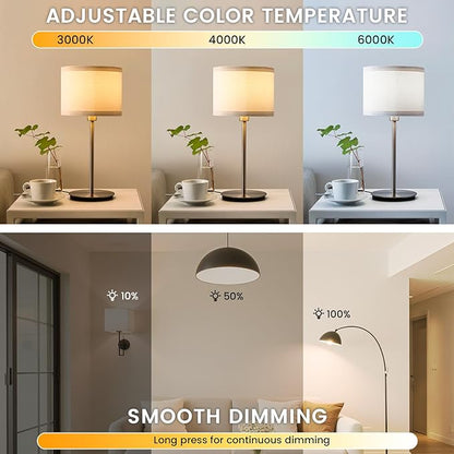 E12 LED Candelabra Light Bulbs with Remote Control, Stepless Dimmable 3000K-6000K, 9W(100W Equivalent), E12 Base, Timer & Night Light, 3Bulb & 1Remote for Bedroom, Ceiling Fan, Chandelier