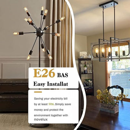 3.2 Inch 2700K Soft White E26 LED Bulb 60 Watt Equal, AC 120V 600LM Edison Bulbs Dimmable, 6W T10 T30 Tubular Filament Light Bulbs Clear Glass for Fan Pendant Wall Light, UL Certified-6 Pack