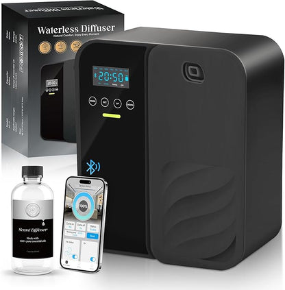 Waterless Essential Oil Diffuser，Hotel Scent Diffuser，500ml Large Capacity，5000sq.ft.，Waterless Diffuser for Home & Hotel Use，Black