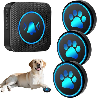 Dog Door Bell for Potty Training, Smart Wireless Doggie Doorbell to Go Outside, 1000 Feet Long Range with IP65 Waterproof Super-Light Touch Button (3 Button)