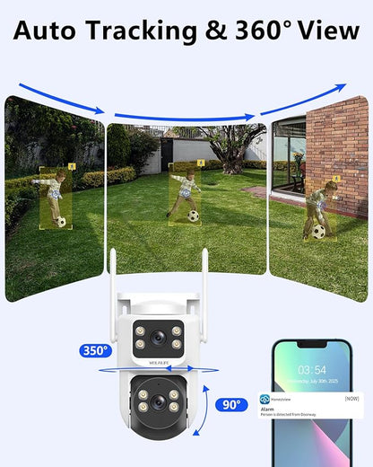 【360° View & 2-Way Audio】 4MP PTZ Security Cameras Wireless Outdoor, WiFi Home Surveillance System, Outside Wireless Security Systems
