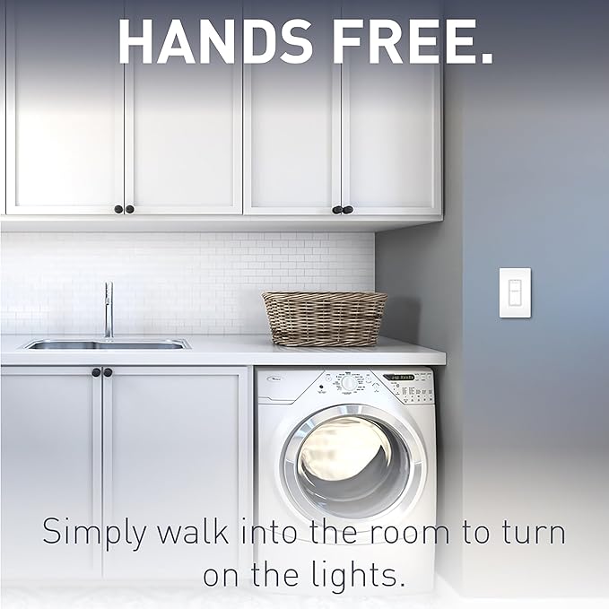 Legrand Radiant 600W Occupancy Motion Sensor Light Switch, 180 Degree Coverage, Auto On/Auto Off, Single Pole, RRW600UTCCCV4, White/Light Almond/Ivory, 1 Count