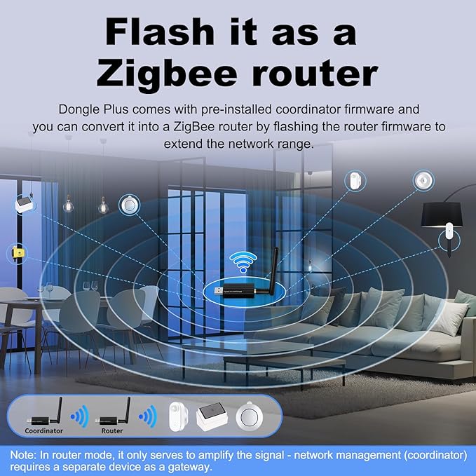 Haozee Zigbee Gateway, A Universal Gateway Dongle Plus, TICC2652P1+CH340C Zigbee USB Flash Drive Coordinator for ZHA in Home Assistant or Zigbee2MQTT, Open HAB etc.
