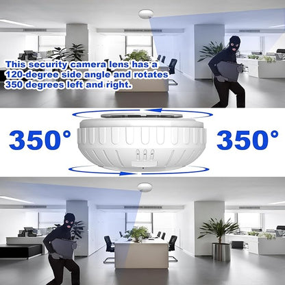 WiFi Fake Smoke Detector Camera PTZ Left/Right Rotation 350 Degrees 2K Security Cam Motion Detection Hidden HD Night Vision Spy, Indoor Camera for Home/Office, 2.4G/5G WiFi