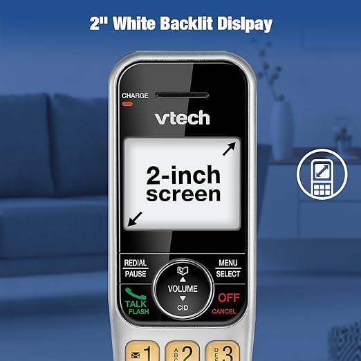 VTech 2-Handsets Cordless Phone System for Home with Call Block, Large Display & Buttons, Backlit Screen, Full-Duplex Speakerphone, Caller ID/Call Waiting, DECT 6.0, Table & Wall Mountable | CS5319-2