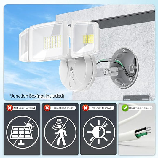 Onforu 4 Packs 75W Flood Lights Outdoor, 7000LM Brightness Security Lights, 3 Adjustable Heads, IP65 Waterproof, 6500K Wall Mount Exterior LED Flood Light (White)