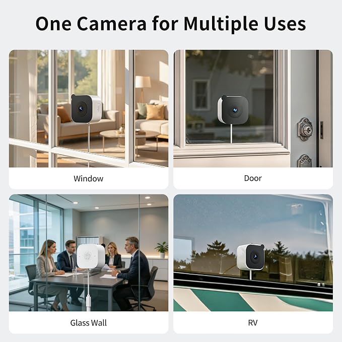 2K No-Drill Window Camera, WiFi Window Cameras for Home Security, 2 Pack