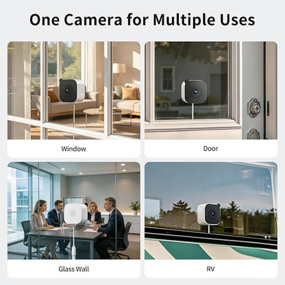 2K No-Drill Window Camera 4 Pack, 2.4GHz & 5GHz WiFi Window Cameras for Home Security, Anti-Glare, Magnetic Mounted, Color Night Vision, 24/7 Recording, Human & Motion Detection, Works with Alexa