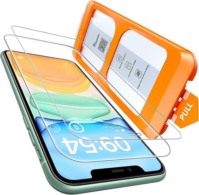TOCOL for iPhone 11 / iPhone XR Screen Protector 9H Hardness Military Grade Shatterproof HD Tempered Glass Full Coverage Easy Installation Case Friendly 2 Pack | HD, Tempered Glass, Full Coverage, Anti-Fingerprint, Easy Installation