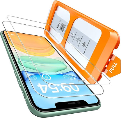 TOCOL for iPhone 11 / iPhone XR Screen Protector 9H Hardness Military Grade Shatterproof HD Tempered Glass Full Coverage Easy Installation Case Friendly 2 Pack | HD, Tempered Glass, Full Coverage, Anti-Fingerprint, Easy Installation