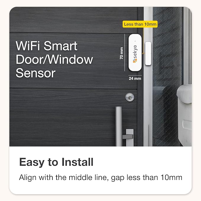 (4 Qty) Smart WiFi Door & Window Sensor for Home| No Hub Required | Free App Alert, Works with Tuya Smart Life Devices, Compatible with Alexa, Google Home, Siri (No Siren but Phone Notification)