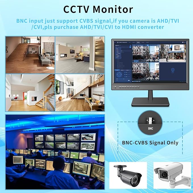 Jexiop 17inch Security Monitor,Supports Wall-Mounted-USB/Full Format Video Playback,CCTV Monitor with AV/HDMI Input/VGA/Headphone Output,Built-in Speaker, Remote Contro