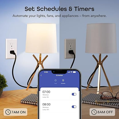 Geeni Smart Wi-Fi in-Wall Outlet, Tamper & Fire Resistant, White, 4-Pack